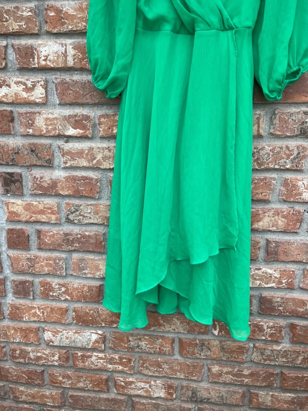 DKNY Emerald Green Chiffon Wrap Midi Dress - Picture 6 of 9
